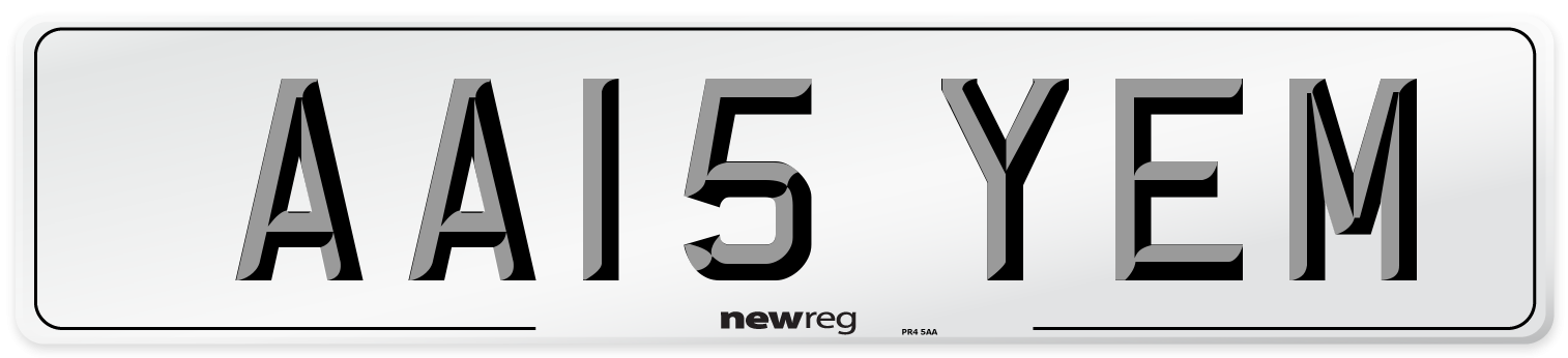 AA15 YEM Number Plate from New Reg
